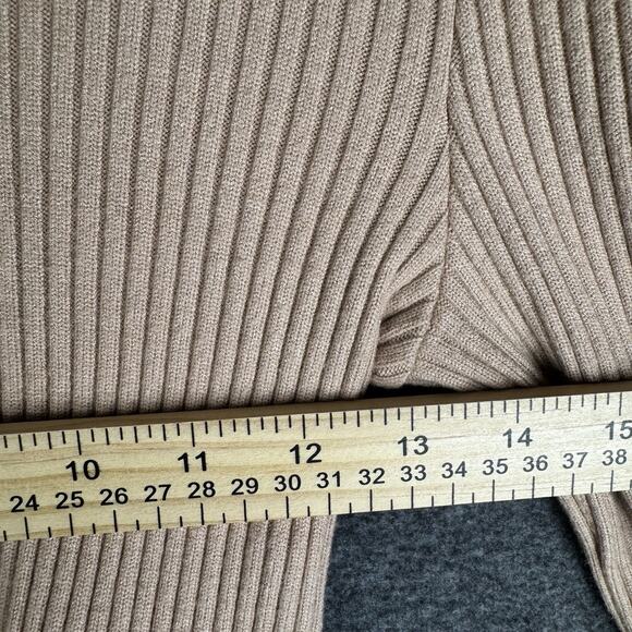 BERSHKA Cropped Rib Knit Turtleneck Pullover Sweater StretchWomen’s MEDIUM Beige - Picture 2 of 8